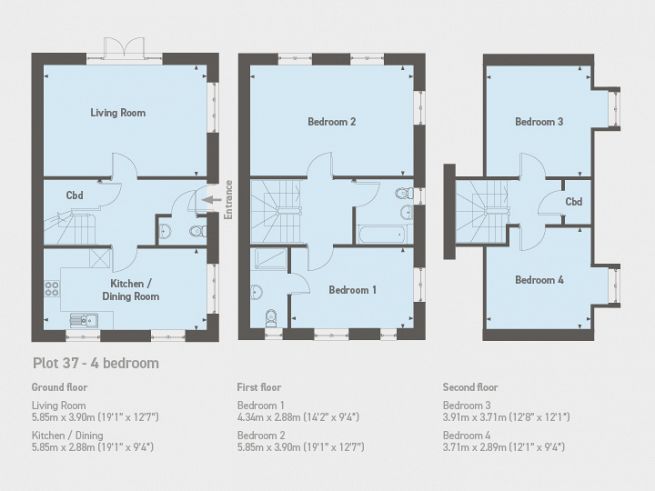 Floor plan 4 bedroom house, plot 37 - artist's impression subject to change